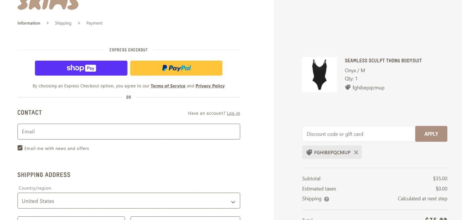 How to apply Skims coupon code